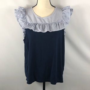 J. Crew Striped Ruffles Top